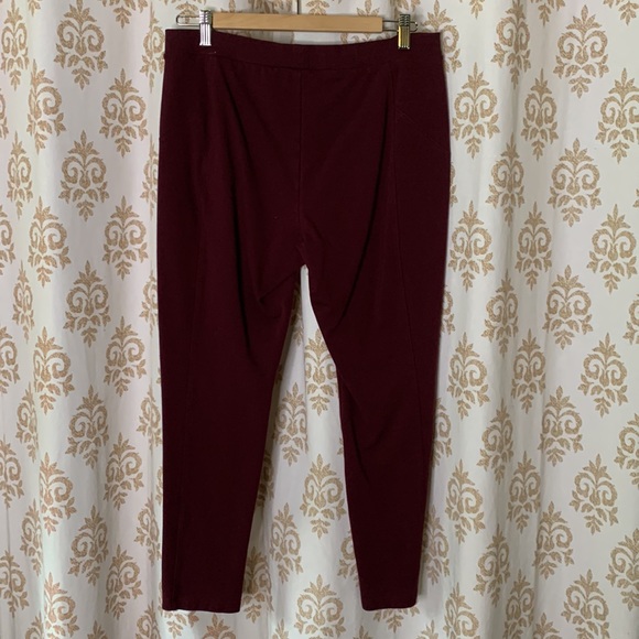 Ellen Tracy COMPANY Bordeaux color pull-up leggings L - Picture 3 of 11